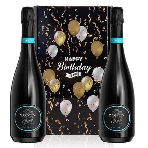 Zonin Prosecco Cuvee DOC 1821 Happy Birthday Wine Duo Gift Box